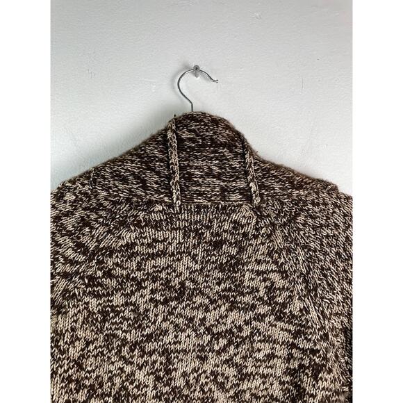 Gap Lambs Wool Sweater Womens S/M  Brown Beige Chunky Cardigan Drape Collar Top - Picture 12 of 16